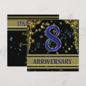Zwarte en Gold 8e Jubileum partij Kaart (Voorkant / Achterkant)