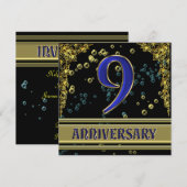Zwarte en Gold 9de Jubileum partij Kaart (Voorkant / Achterkant)