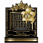 Zwarte en Gold Abstracte Happy 00th Birthday Staand Fotobeeldje<br><div class="desc">Tabeltovenuitje. ⭐ Dit product is 100% . Grafiek en/of tekst kunnen worden toegevoegd, verwijderd, verplaatst, aangepast, omringd, geroteerd, enz. ⭐ 99% van mijn design in mijn winkel wordt in lagen gedaan. Dit maakt het voor u gemakkelijk resize en beweegt de grafiek en de tekst rond zodat het elk product perfect...</div>