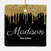 Zwarte en Gold Afstuderen Cadeauklasse van 2023 Af Keramisch Ornament (Achterkant)