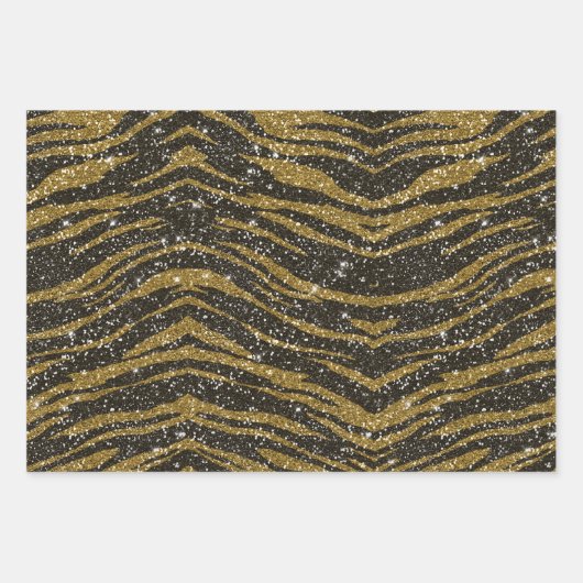 ZWARTE EN GOLD ALLIGATOR LEOPARD TIGER PATTERNEN INPAKPAPIER VEL (Voorkant 3)