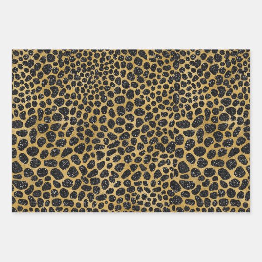 ZWARTE EN GOLD ALLIGATOR LEOPARD TIGER PATTERNEN INPAKPAPIER VEL (Voorkant 2)