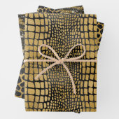 ZWARTE EN GOLD ALLIGATOR LEOPARD TIGER PATTERNEN INPAKPAPIER VEL (In situ)