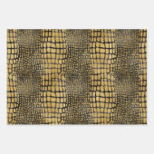 ZWARTE EN GOLD ALLIGATOR LEOPARD TIGER PATTERNEN INPAKPAPIER VEL (Voorkant)