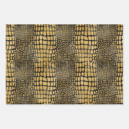 ZWARTE EN GOLD ALLIGATOR LEOPARD TIGER PATTERNEN INPAKPAPIER VEL