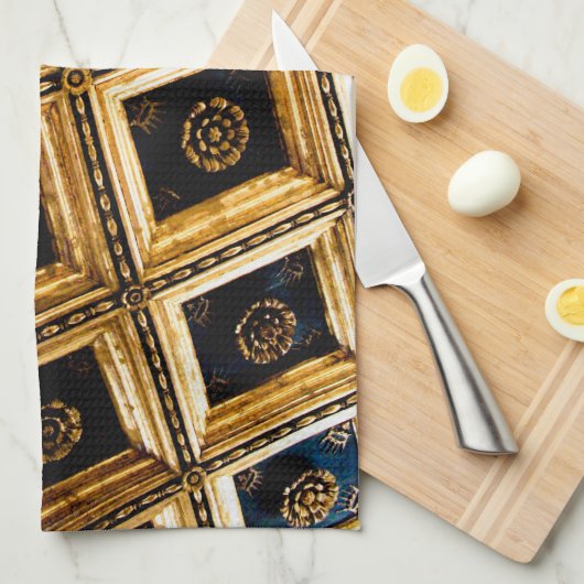 Zwarte en Gold-architectuur Theedoek (Quarter Fold)