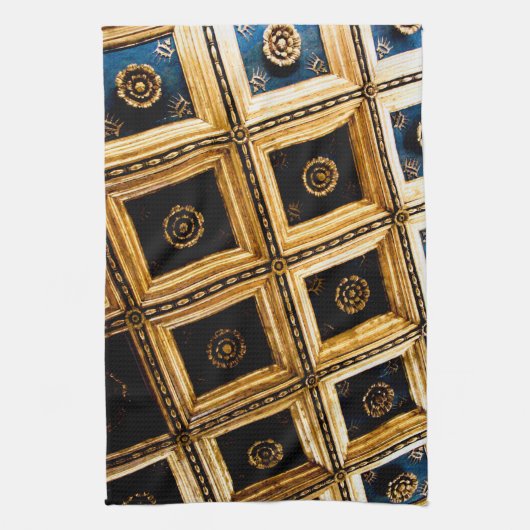 Zwarte en Gold-architectuur Theedoek (Verticaal)