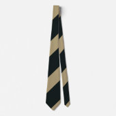 Zwarte en Gold Broad Regimental Stripe Stropdas (Voorkant)