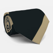 Zwarte en Gold Broad Regimental Stripe Stropdas (Opgerold)