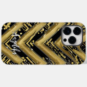 Zwarte en Gold Chevron Persoonlijke naam Case-Mate iPhone Case (Achterkant (horizontaal))
