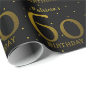 Zwarte en Gold Confetti 60e verjaardag Cadeaupapier (Rol Hoek)