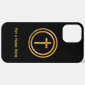 Zwarte en Gold Cross Name Sjabloon Case-Mate iPhone Case (Achterkant (horizontaal))