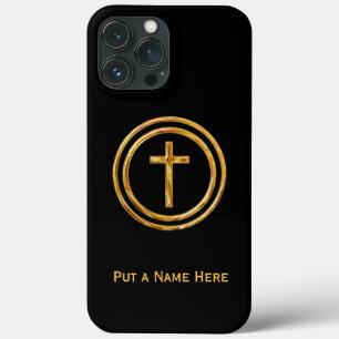 Zwarte en Gold Cross Name Sjabloon Case-Mate iPhone Case