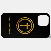 Zwarte en Gold Cross Name Sjabloon Case-Mate iPhone Case (Achterkant (horizontaal))