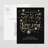 Zwarte en Gold Elegant Moderne zakelijke feestdag Feestdagenkaart (Voorkant / Achterkant)
