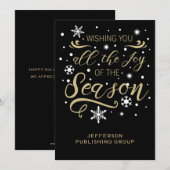 Zwarte en Gold Elegant Moderne zakelijke feestdag Feestdagenkaart (Voorkant / Achterkant)