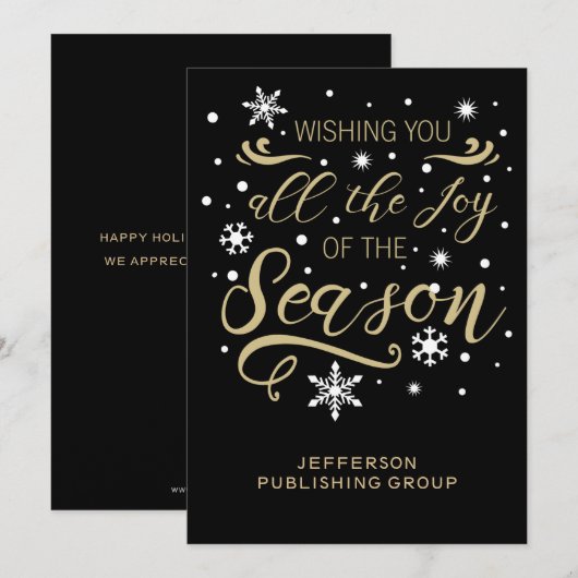 Zwarte en Gold Elegant Moderne zakelijke feestdag Feestdagenkaart (Voorkant / Achterkant)