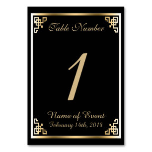 Zwarte en Gold Elegant Table Number Card Kaart