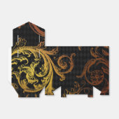 Zwarte en Gold Faux Folie Damask Bedankdoosjes (Uitgevouwen)