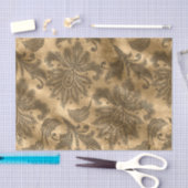 Zwarte en Gold Faux Folie Damask Tissuepapier (Craft)