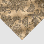 Zwarte en Gold Faux Folie Damask Tissuepapier (Detail)
