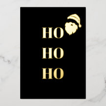 Zwarte en Gold Foil "HO HO HO"-kerstkaart