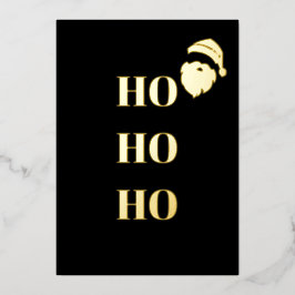 Zwarte en Gold Foil "HO HO HO"-kerstkaart Folie Feestdagenkaart