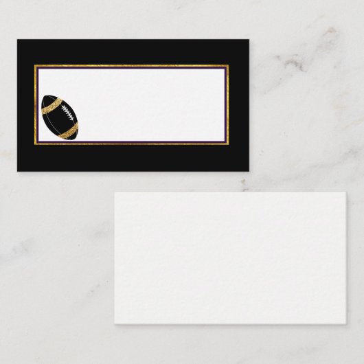 Zwarte en Gold Football 2-bruiloft Plaatskaartje (Voorkant / Achterkant)