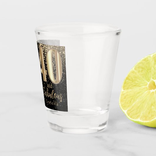 Zwarte en Gold Glitter 40e verjaardag Shot Glas (Rechts)