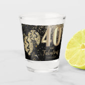 Zwarte en Gold Glitter 40e verjaardag Shot Glas (Voorkant)