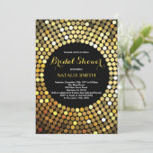 Zwarte en Gold Glitter Bridal Shower-uitnodiging Kaart (Staand voorkant)