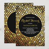 Zwarte en Gold Glitter Bridal Shower-uitnodiging Kaart (Voorkant / Achterkant)