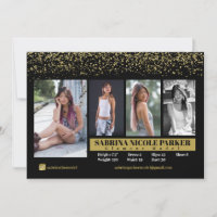 Zwarte en Gold Glitter Photo Comp Card
