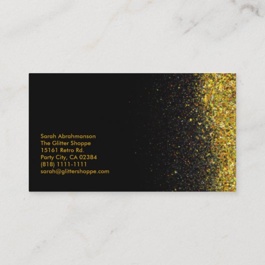 Zwarte en Gold Glitter-schijven Visitekaartje (Achterkant)