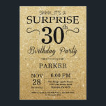Zwarte en Gold Glitter Surprise 30th Birthday Kaart<br><div class="desc">Black and Gold Glitter Surprise 30th Birthday Invitation. Gold Glitter Background Volwassen verjaardag. Mannen of vrouwen uitgenodigd. Elke leeftijd. Voor verdere aanpassing,  te klikken gelieve de knoop "van de Aanpassing het"en ons ontwerphulpmiddel te gebruiken om deze sjabloon te wijzigen.</div>