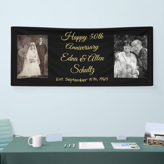 Zwarte en Gold Happy 50e Jubileum banner (Beurs)