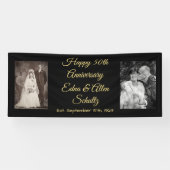 Zwarte en Gold Happy 50e Jubileum banner (Horizontaal)