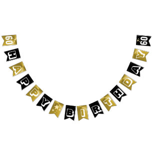 Zwarte en Gold Happy 60e verjaardag Vlaggetjes