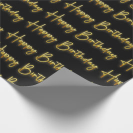 Zwarte en Gold Happy Birthday Cadeaupapier