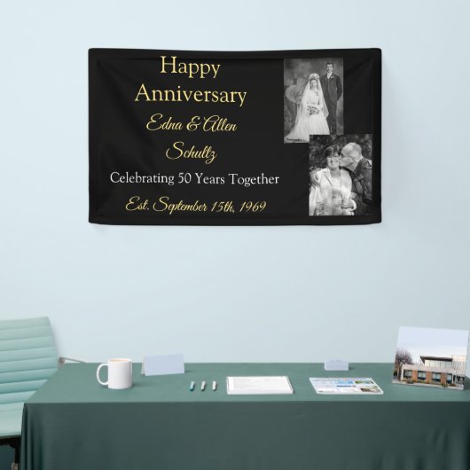 Zwarte en Gold Happy Jubileum banner (Beurs)