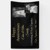 Zwarte en Gold Happy Jubileum banner (Verticaal)
