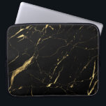 Zwarte en Gold Marble Designer Laptop Sleeve<br><div class="desc">Een zwart en faux goudmarmer patroon voelt luxueus en rijk aan deze stijlvolle laptophoes. Kunst en design © 1201AM Design Studio</div>