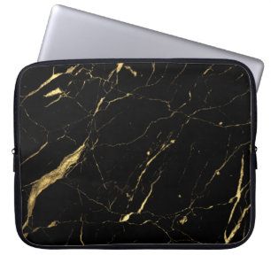 Zwarte en Gold Marble Designer Laptop Sleeve