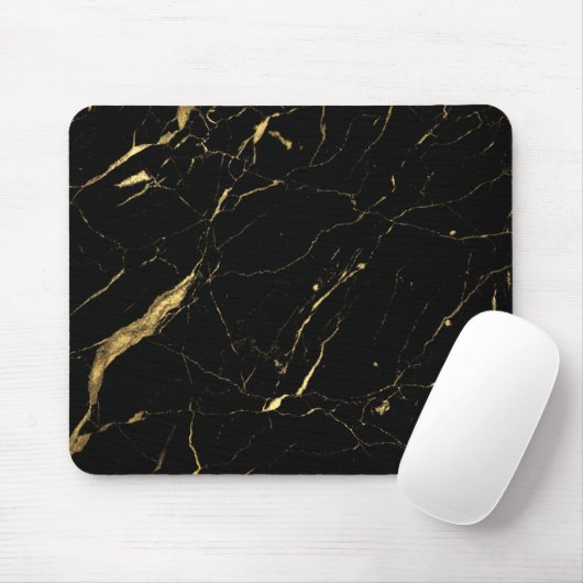 Zwarte en Gold Marble Designer Muismat (Met muis)