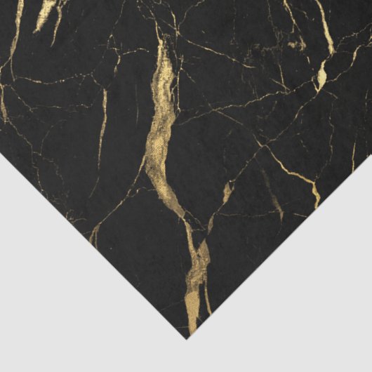Zwarte en Gold Marble Designer Tissuepapier (Detail)