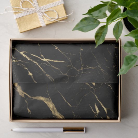 Zwarte en Gold Marble Designer Tissuepapier (Geschenk)
