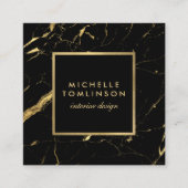 Zwarte en Gold Marble Designer Vierkante Visitekaartje (Voorkant)