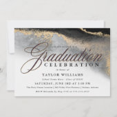 Zwarte en Gold Modern Abstracte GraduPartij Kaart (Voorkant)