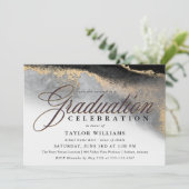 Zwarte en Gold Modern Abstracte GraduPartij Kaart (Staand voorkant)