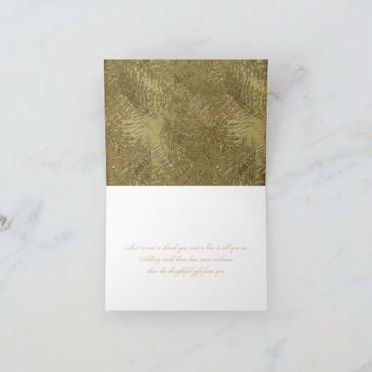 Zwarte en Gold Peacock Feather Hartelijk dank Bedankkaart (Binnen)